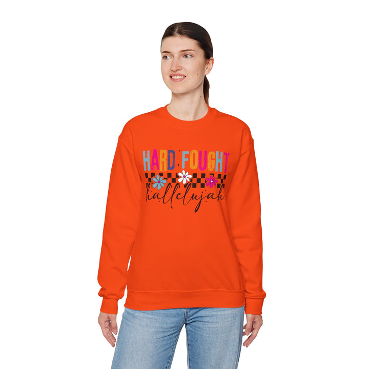 Hard Fought Hallelujah Sweatshirt | Inspirational Crewneck | Gift for Her | Cozy Casual Wear | Perfect for Holidays and Celebrations
