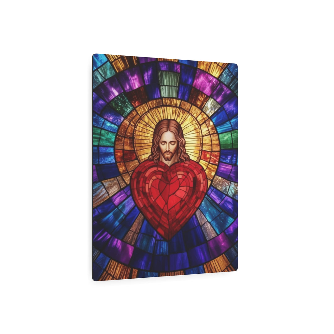 Sacred Heart of Jesus - Stained Glass Style Metal Wall Art