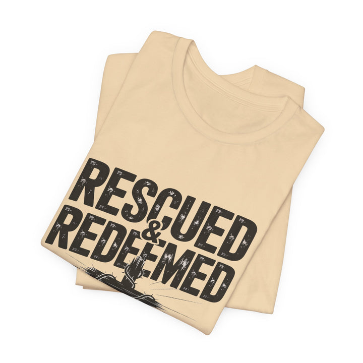 Faith-Inspired Unisex Jersey Tee - Rescued & Redeemed, Christian T-Shirt, Inspirational Apparel, Gift for Believers, Casual Wear