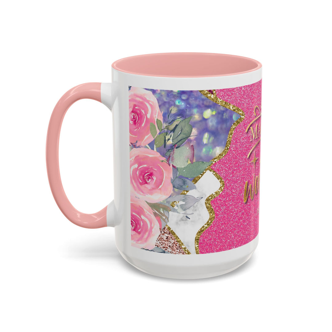 Made to Worship  Pink Glitter Floral Christian Mug