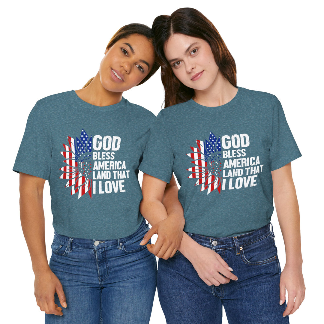 Patriotic T-Shirt, God Bless America Tee, Unisex Short Sleeve Shirt, Independence Day Gift, USA Pride Apparel, Americana Clothing