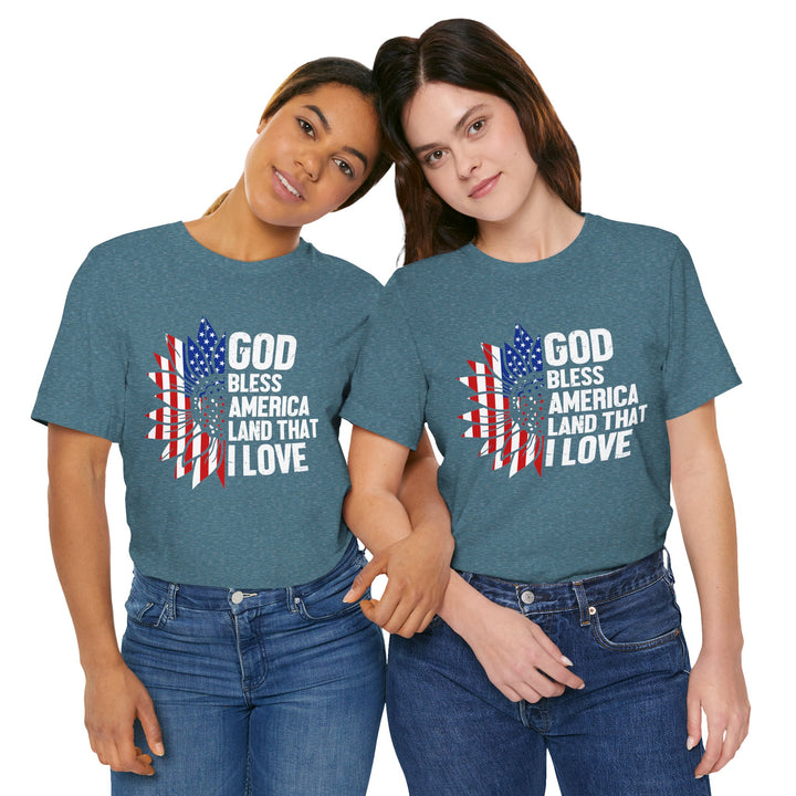 Patriotic T-Shirt, God Bless America Tee, Unisex Short Sleeve Shirt, Independence Day Gift, USA Pride Apparel, Americana Clothing