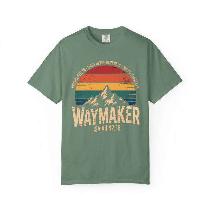 Waymaker Retro Christian T-Shirt - Isaiah 42:16 Vintage Sunset Design