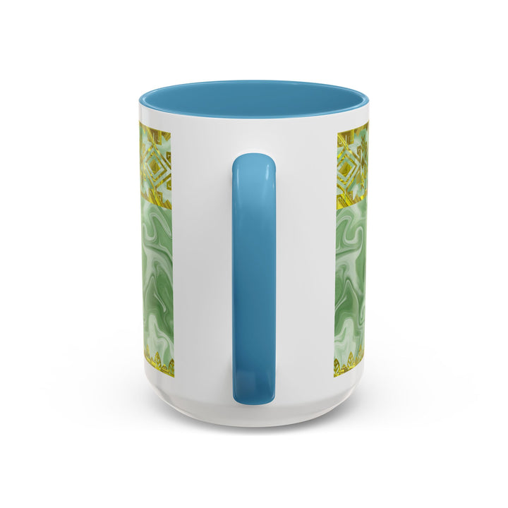 Gold Cross on Mint Marble – Elegant Christian Mug