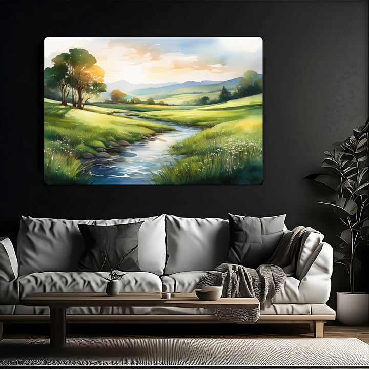 Still Waters – Watercolor Landscape Print Inspired by Psalm 23