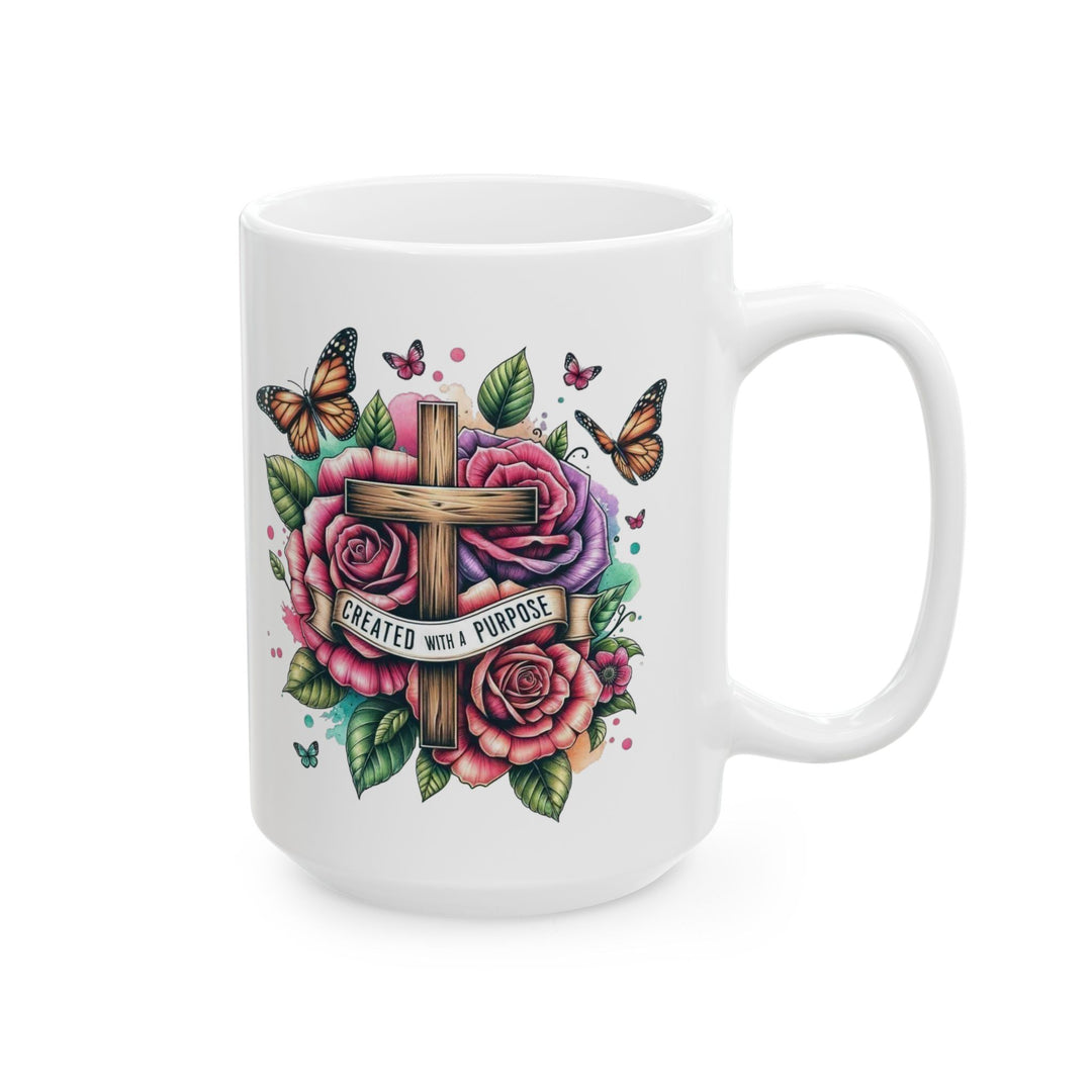 Inspirational Cross Ceramic Mug | 11oz & 15oz | Perfect Gift for Faith-Based Celebrations