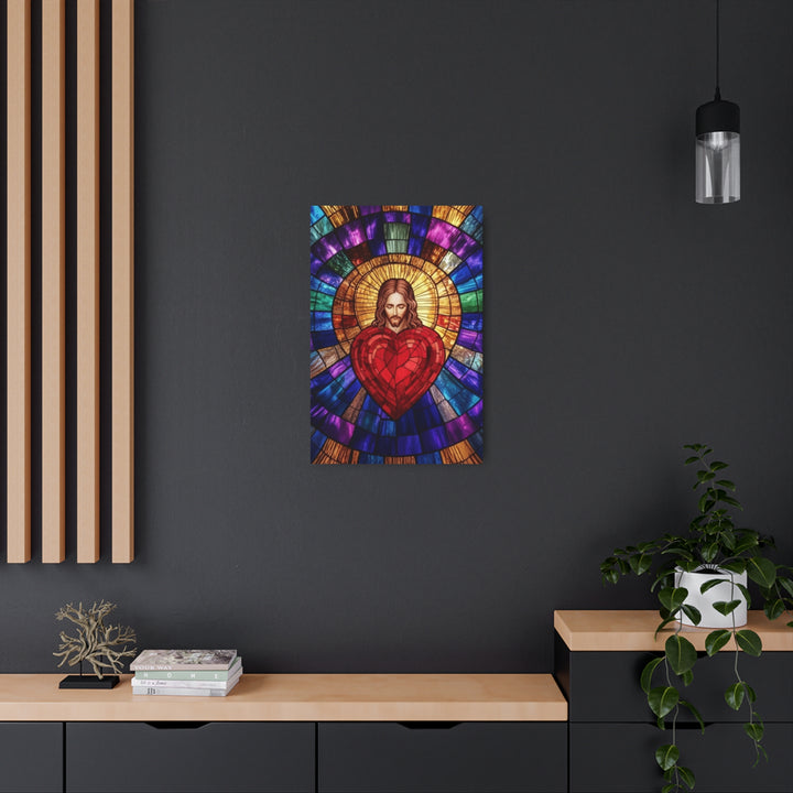 Sacred Heart of Jesus - Stained Glass Style Metal Wall Art