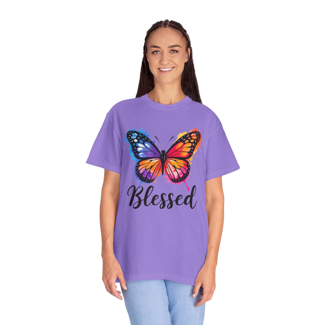 Watercolor Butterfly T-Shirt Blessed Radiant Renewed Unshakably Blessed