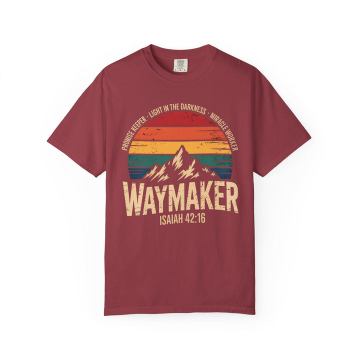 Waymaker Retro Christian T-Shirt - Isaiah 42:16 Vintage Sunset Design