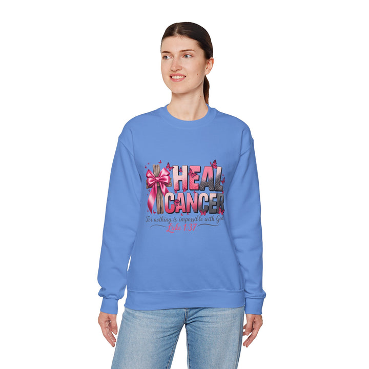 Inspirational Cancer Awareness Crewneck Sweatshirt, Comfort for Fighters, Supportive Gift, Breast Cancer Awareness, Faith & Hope