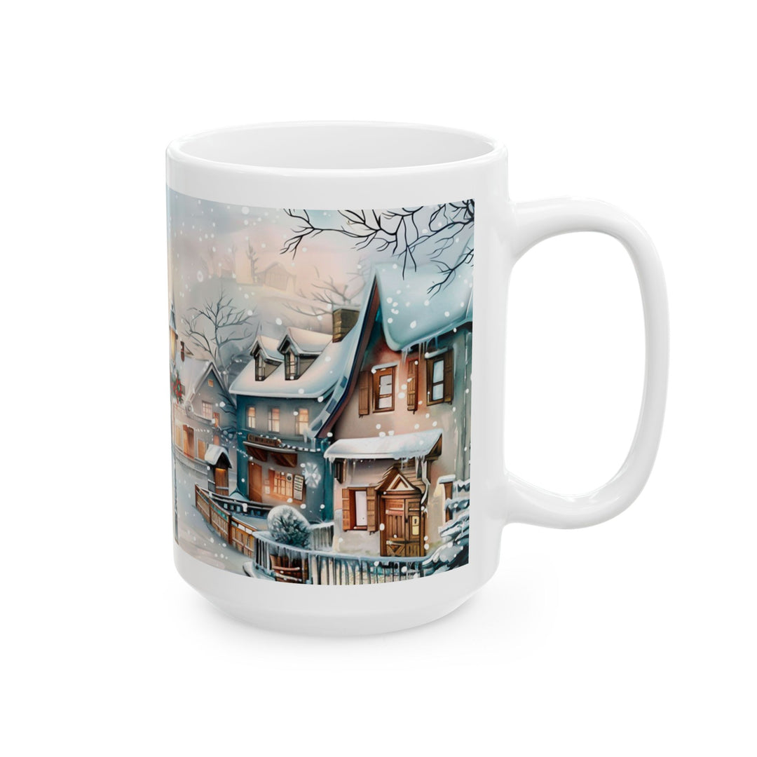 Winter Wonderland Ceramic Mug, Cozy Hot Cocoa Cup, Holiday Gift, Decorative Coffee Mug, Winter Scene Drinkware