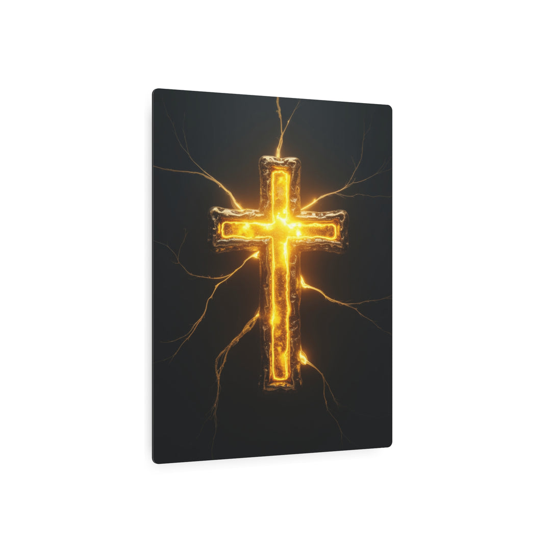 "Illuminated Cross" - Light of the World Metal Wall Art