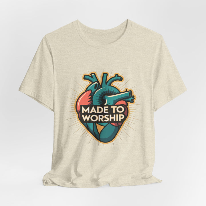 Made to Worship Unisex Jersey Tee, Heart Design Shirt, Casual Wear, Faith T-Shirt, Gift for Worshippers, Spiritual Apparel