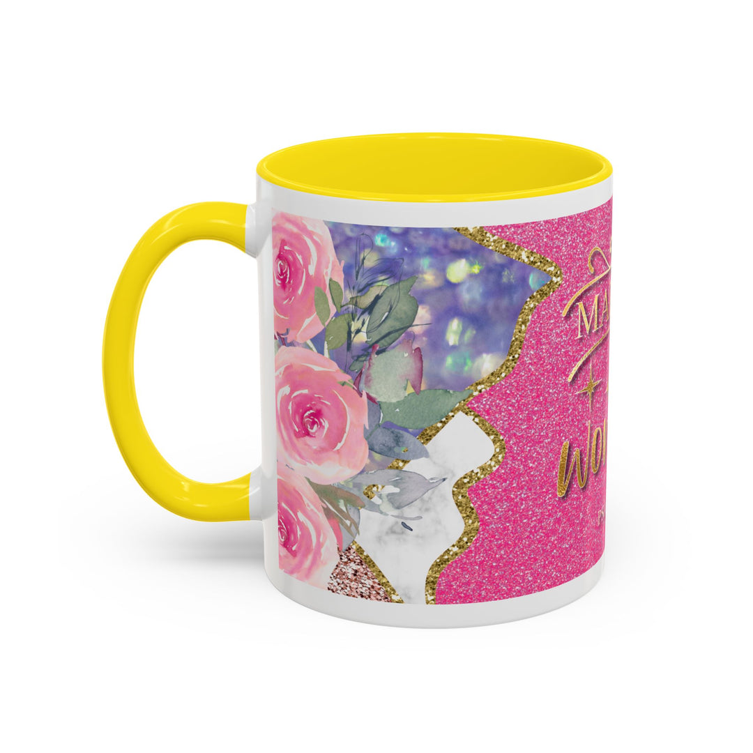 Made to Worship  Pink Glitter Floral Christian Mug