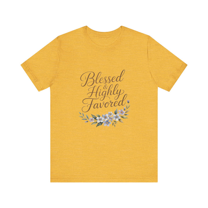 Floral Blessings Tee - Blessed Highly Favored, Inspirational T-Shirt, Gift for Her, Christian Apparel, Faith-Based Fashion
