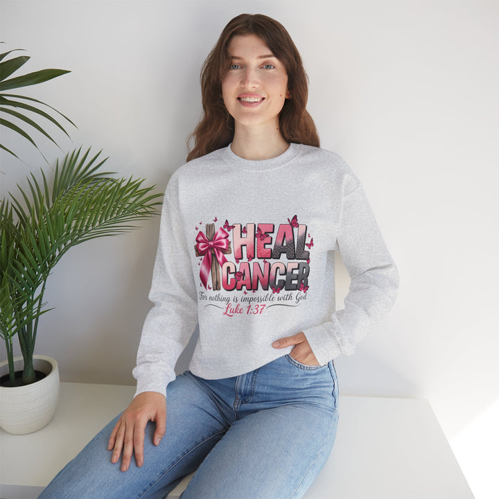 Inspirational Cancer Awareness Crewneck Sweatshirt, Comfort for Fighters, Supportive Gift, Breast Cancer Awareness, Faith & Hope