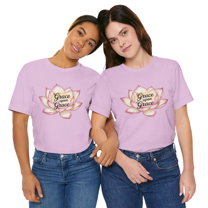 Lotus Blossom Inspirational Tee, Grace Upon Grace T-shirt, Mindfulness Gift, Spiritual Apparel, Relaxed Fit Tee, Yoga Wear