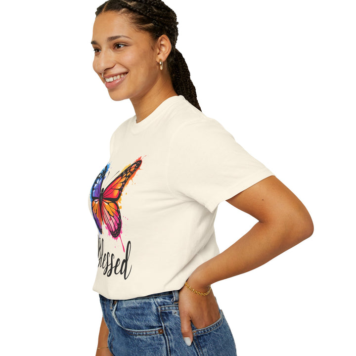 Watercolor Butterfly T-Shirt Blessed Radiant Renewed Unshakably Blessed