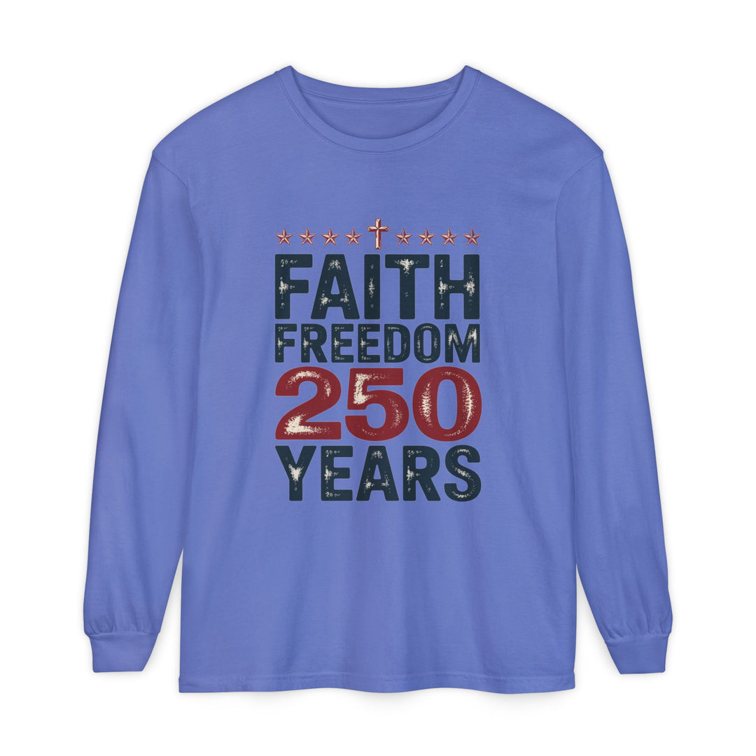 Faith Freedom Long Sleeve T-Shirt, Unisex Tee, Patriotic Apparel, Gift for Independence Day, Christian Clothing, Casual Everyday Wear