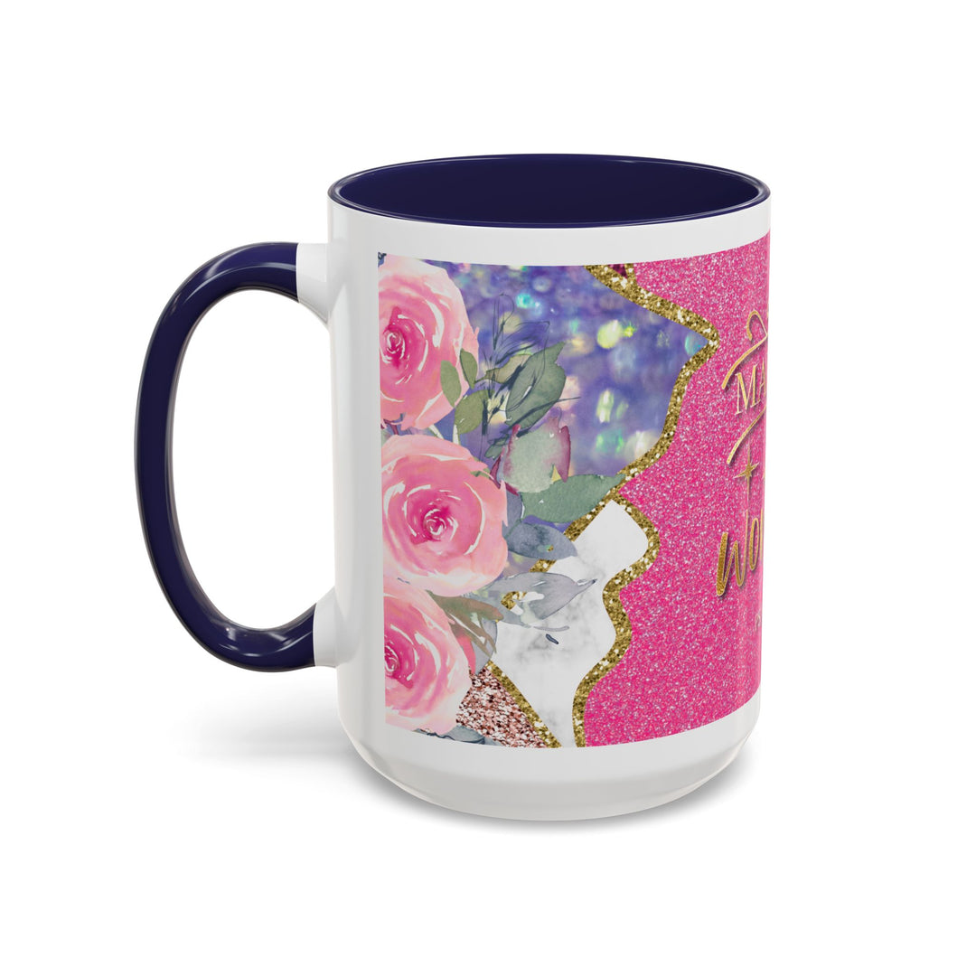 Made to Worship  Pink Glitter Floral Christian Mug