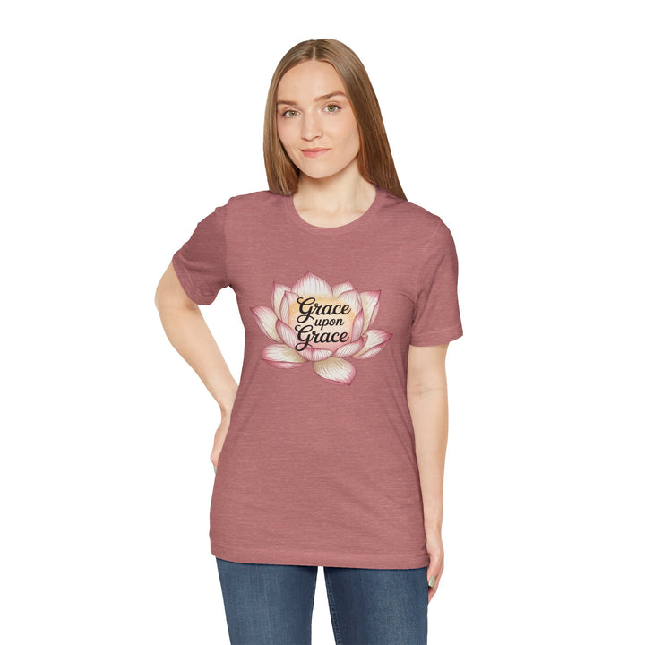 Lotus Blossom Inspirational Tee, Grace Upon Grace T-shirt, Mindfulness Gift, Spiritual Apparel, Relaxed Fit Tee, Yoga Wear