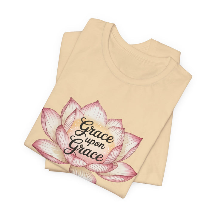 Lotus Blossom Inspirational Tee, Grace Upon Grace T-shirt, Mindfulness Gift, Spiritual Apparel, Relaxed Fit Tee, Yoga Wear