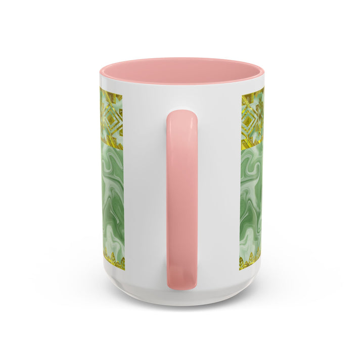 Gold Cross on Mint Marble – Elegant Christian Mug