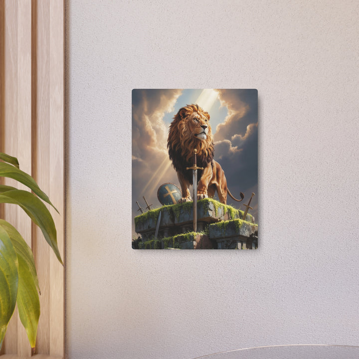 "Lion Warrior - Be Strong and Courageous" - Christian Warrior Metal Wall Art