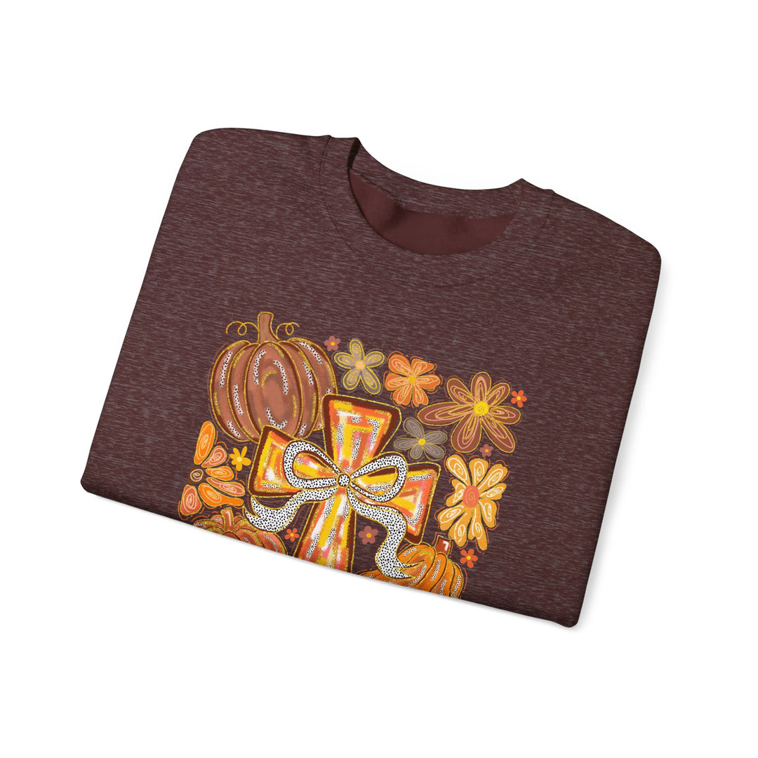 Fall Harvest Crewneck Sweatshirt, Autumn Sweatshirt, Thanksgiving Gift, Unisex Fall Apparel, Cozy Pumpkin Sweatshirt