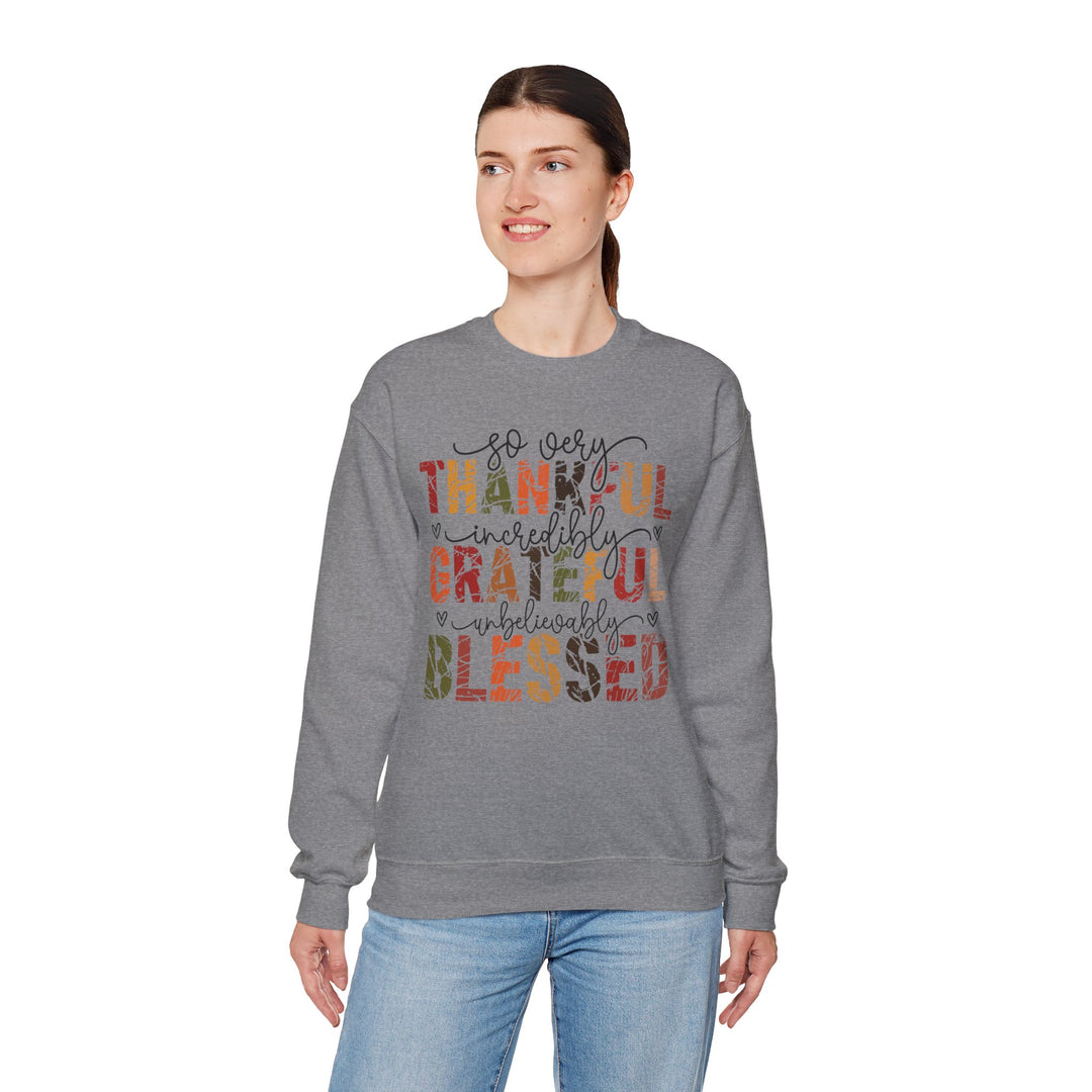 Thankful Grateful Blessed Sweatshirt | Cozy Fall Crewneck | Perfect Gift for Thanksgiving, Family Gatherings, Daily Comfort, Holiday Wear