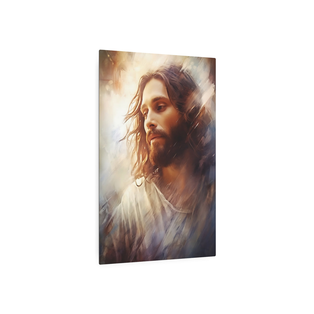 Inspirational Metal Art Sign - Serene Jesus Portrait for Home Decor