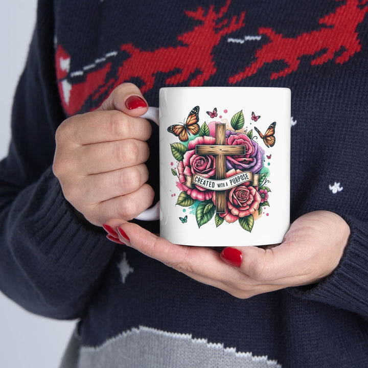 Inspirational Cross Ceramic Mug | 11oz & 15oz | Perfect Gift for Faith-Based Celebrations