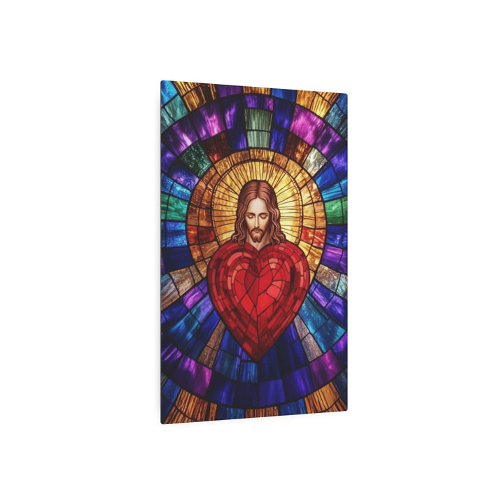 Sacred Heart of Jesus - Stained Glass Style Metal Wall Art