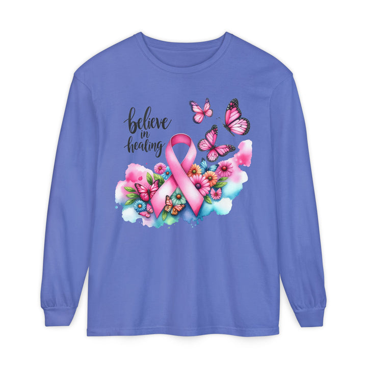 Breast Cancer Awareness Long Sleeve Tee, Supportive Gift, Inspirational Shirt for Women, Hope, Healing, Mother’s Day, Fundraising Event