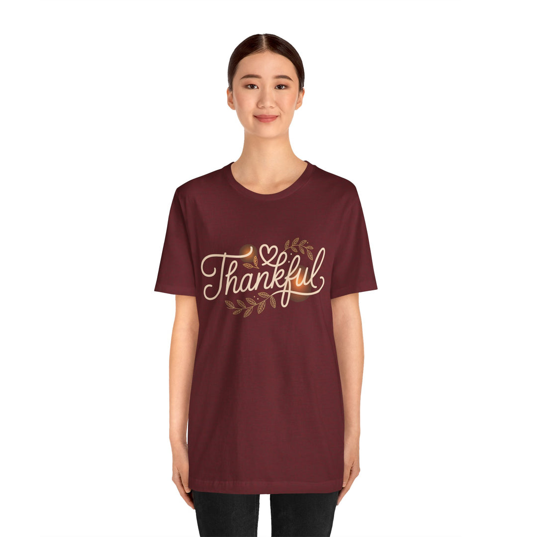 Thankful Tee - Unisex Jersey Short Sleeve Shirt for Thanksgiving, Gratitude Gift, Casual Wear, Family Gathering, Everyday Comfort