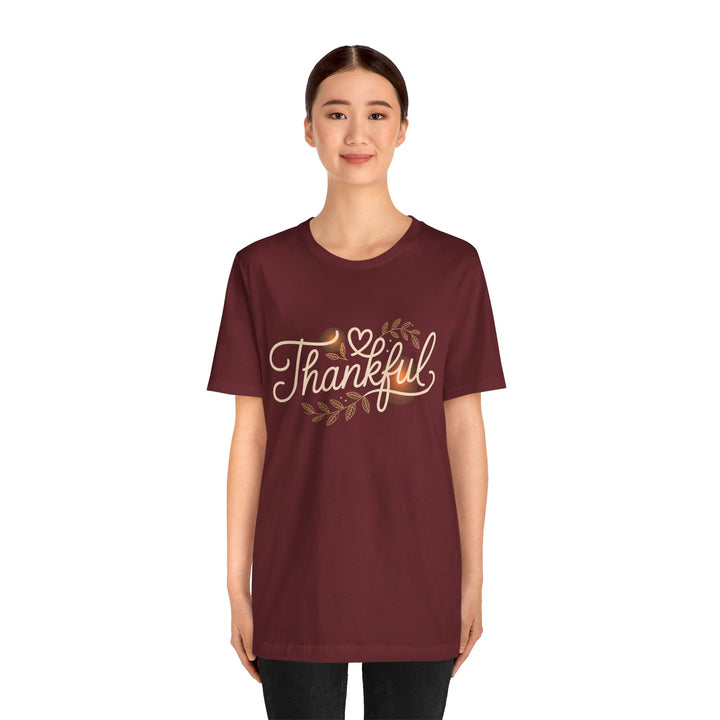 Thankful Tee - Unisex Jersey Short Sleeve Shirt for Thanksgiving, Gratitude Gift, Casual Wear, Family Gathering, Everyday Comfort