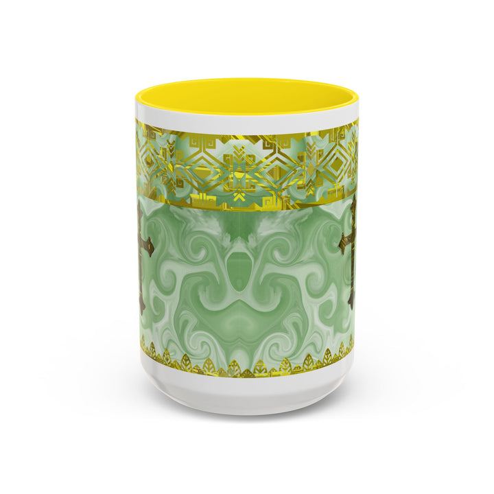 Gold Cross on Mint Marble – Elegant Christian Mug