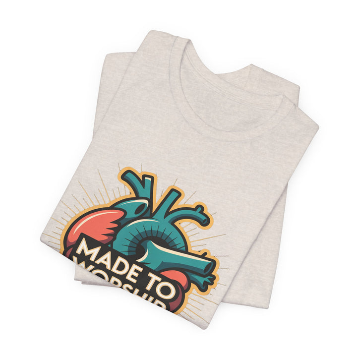 Made to Worship Unisex Jersey Tee, Heart Design Shirt, Casual Wear, Faith T-Shirt, Gift for Worshippers, Spiritual Apparel