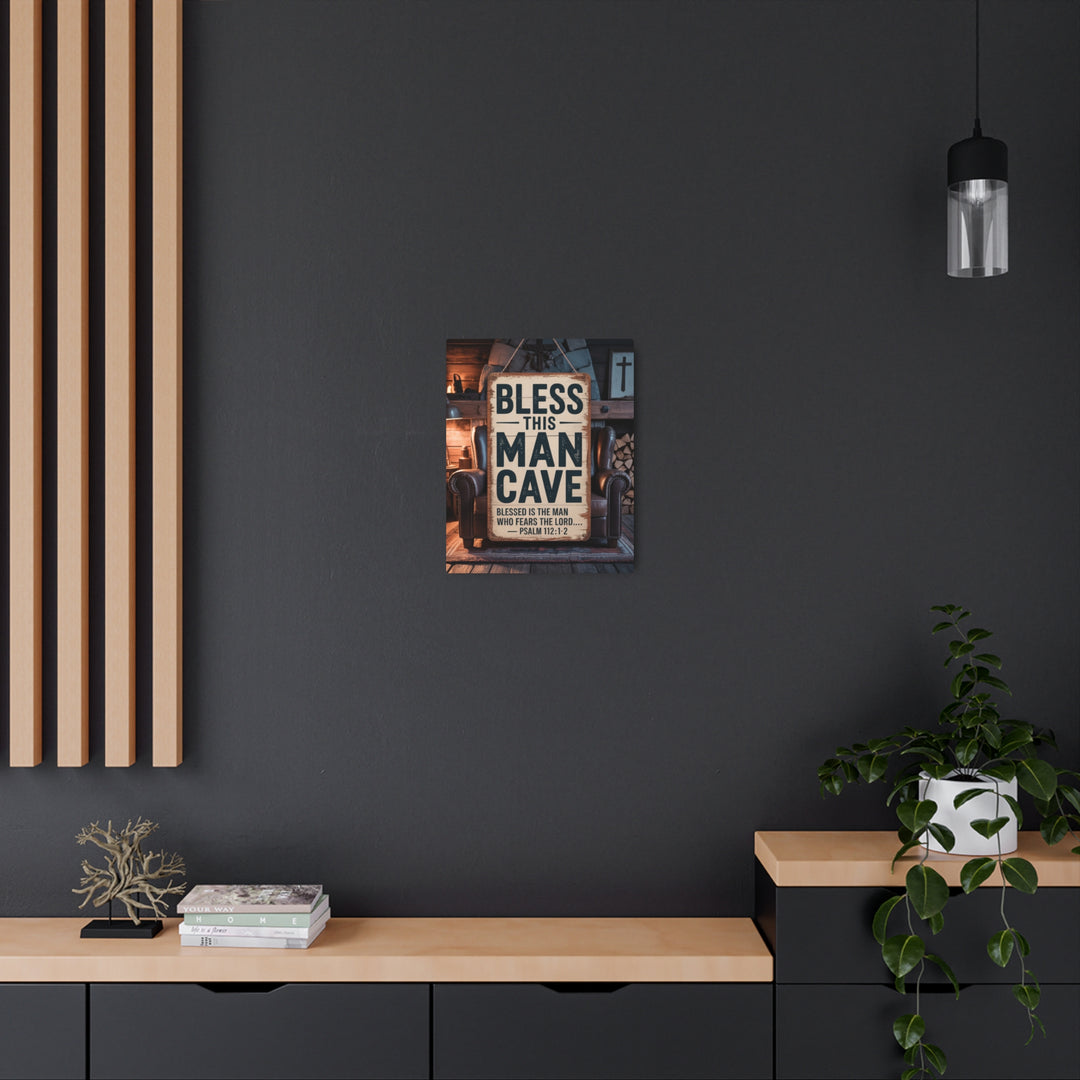 "Bless This Man Cave" - Masculine Faith Metal Wall Art