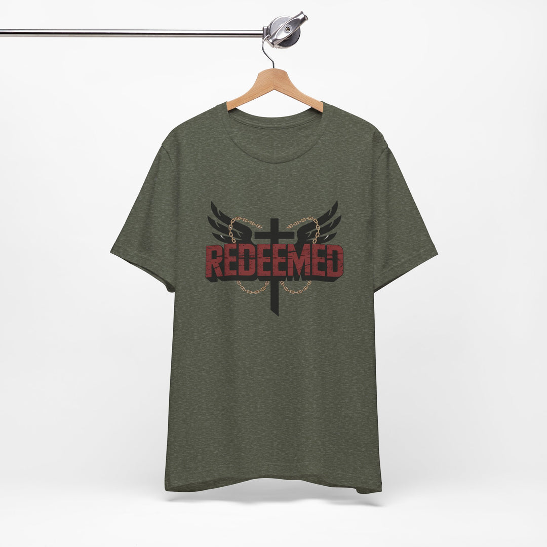 Christian Themed Unisex Short Sleeve Tee, Redeemed Shirt, Faith-Based Apparel, Inspirational T-Shirt, Spiritual Gift, Casual Wear