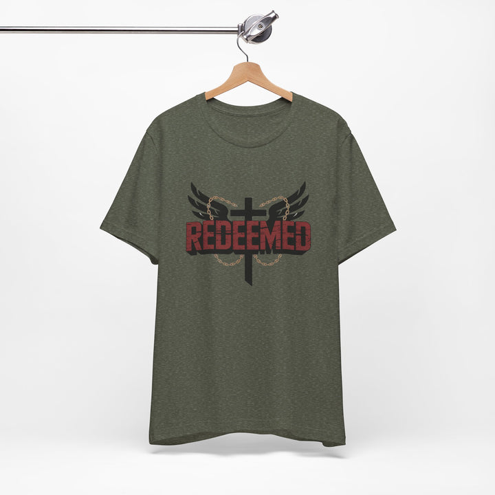 Christian Themed Unisex Short Sleeve Tee, Redeemed Shirt, Faith-Based Apparel, Inspirational T-Shirt, Spiritual Gift, Casual Wear