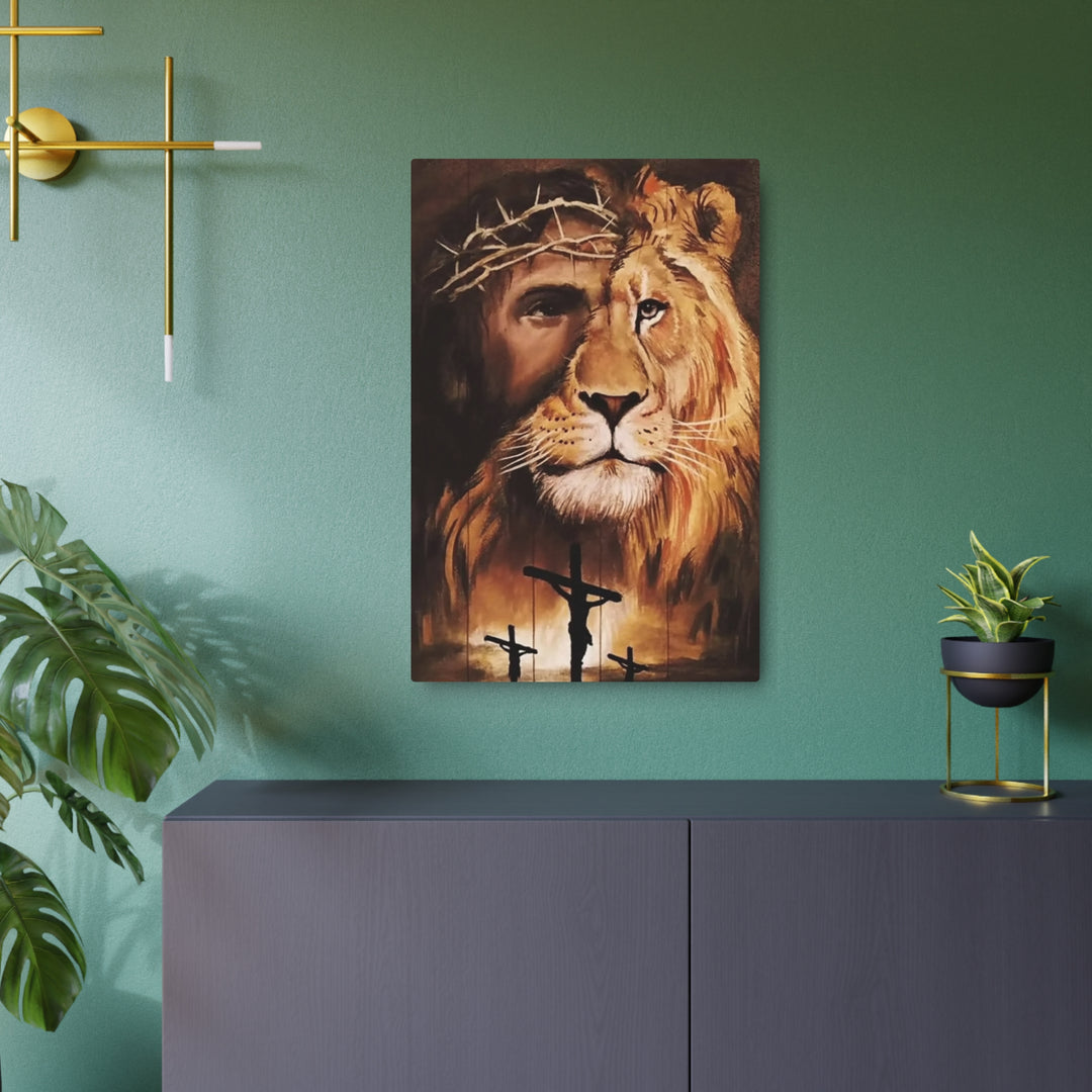 "Lion of Judah - Crown of Thorns" - Triumph & Sacrifice Metal Wall Art