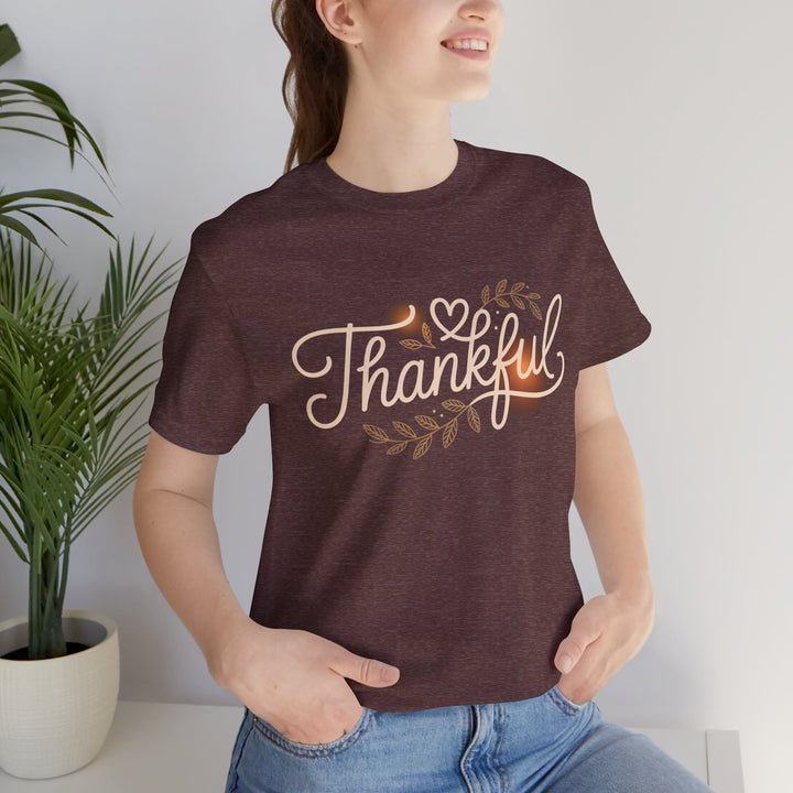 Thankful Tee - Unisex Jersey Short Sleeve Shirt for Thanksgiving, Gratitude Gift, Casual Wear, Family Gathering, Everyday Comfort