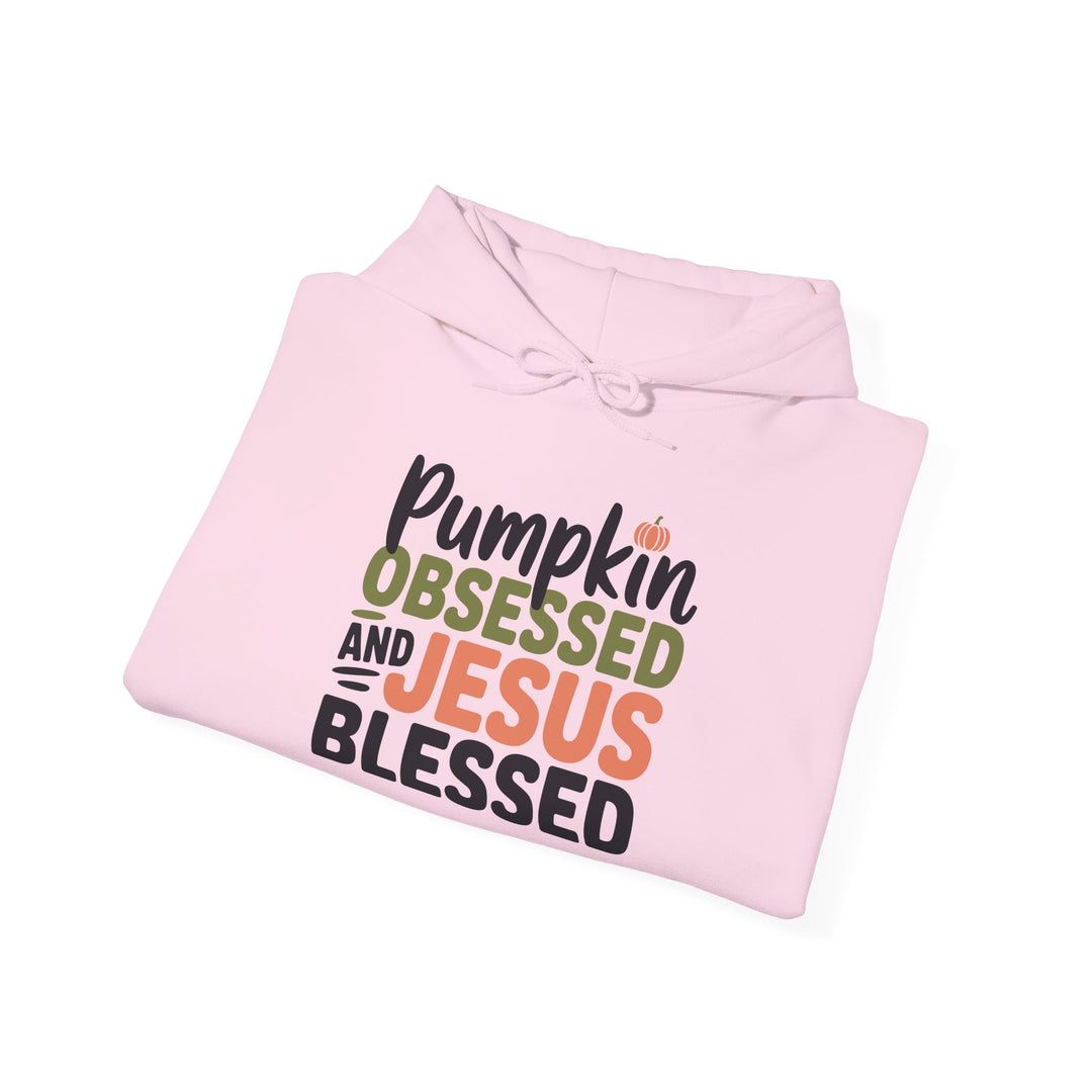 Hooded Sweatshirt - Pumpkin Obsessed and Jesus Blessed Fall Design