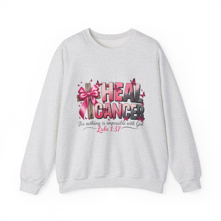 Inspirational Cancer Awareness Crewneck Sweatshirt, Comfort for Fighters, Supportive Gift, Breast Cancer Awareness, Faith & Hope