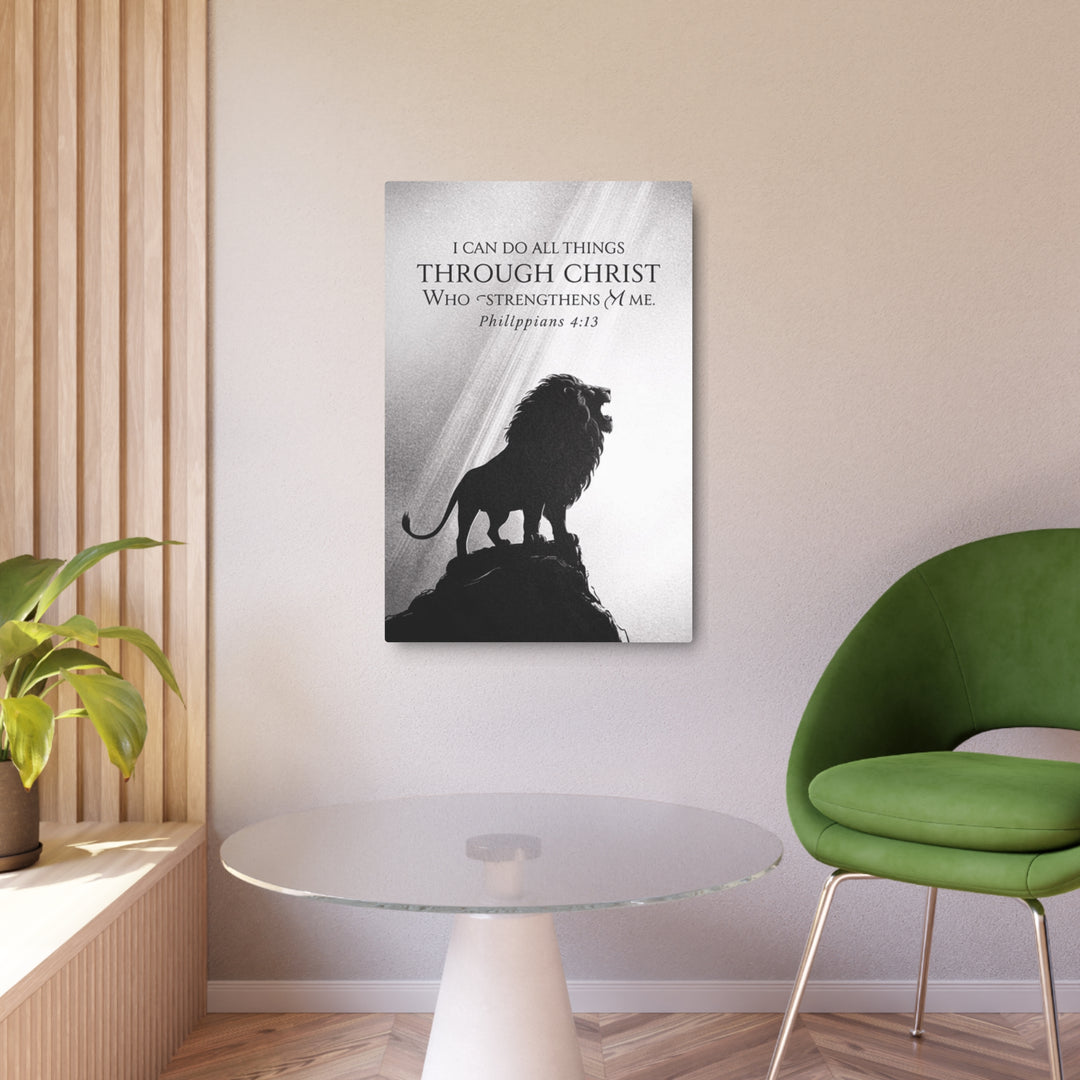 "Lion of Judah - Philippians 4:13" - Strength & Faith Metal Wall Art