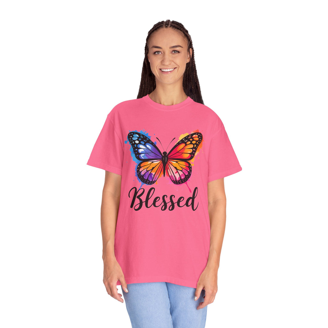Watercolor Butterfly T-Shirt Blessed Radiant Renewed Unshakably Blessed