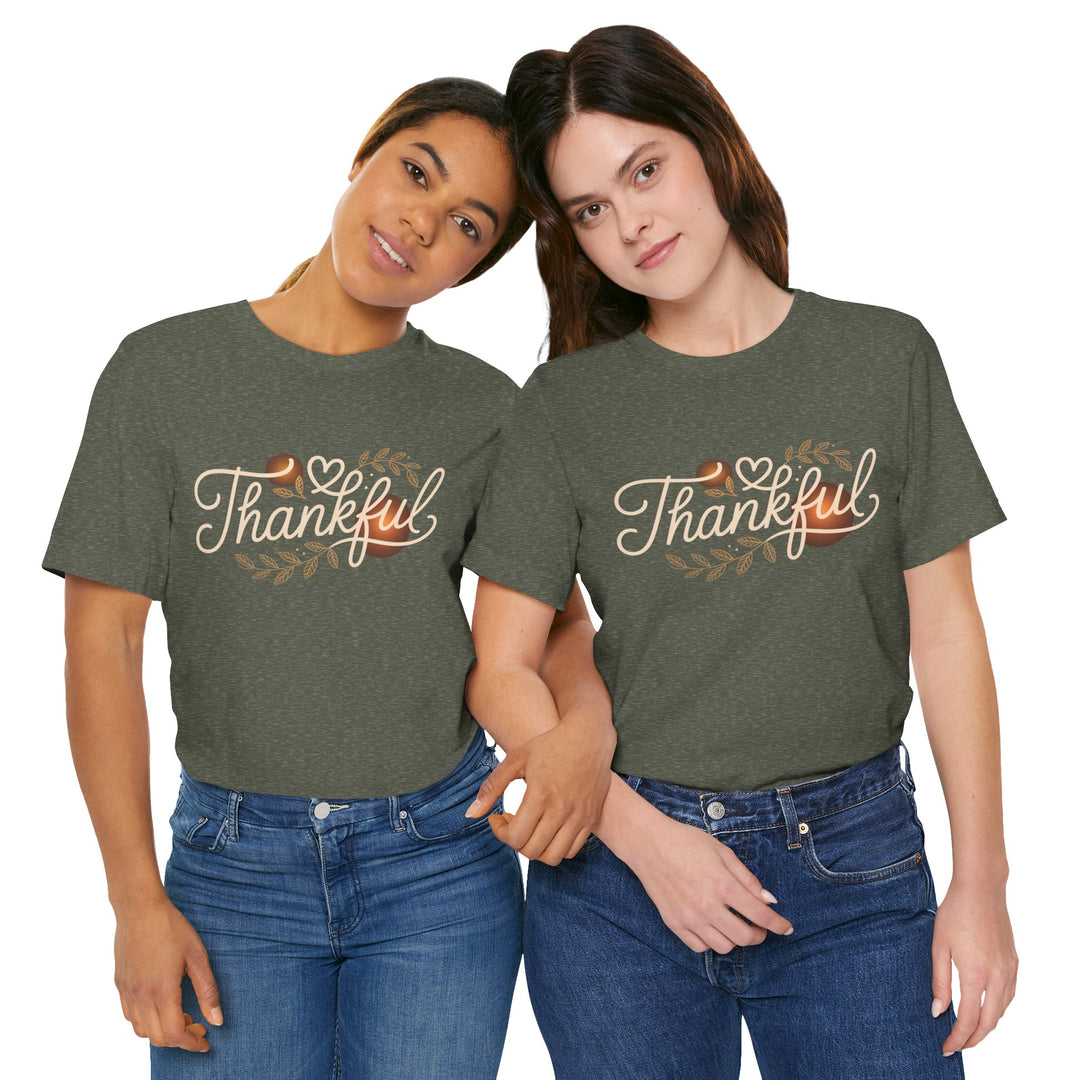 Thankful Tee - Unisex Jersey Short Sleeve Shirt for Thanksgiving, Gratitude Gift, Casual Wear, Family Gathering, Everyday Comfort