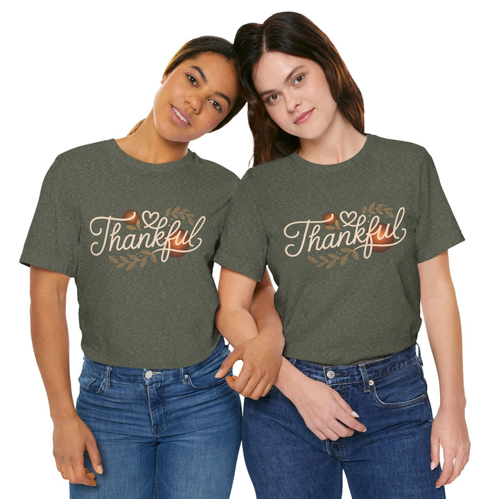 Thankful Tee - Unisex Jersey Short Sleeve Shirt for Thanksgiving, Gratitude Gift, Casual Wear, Family Gathering, Everyday Comfort