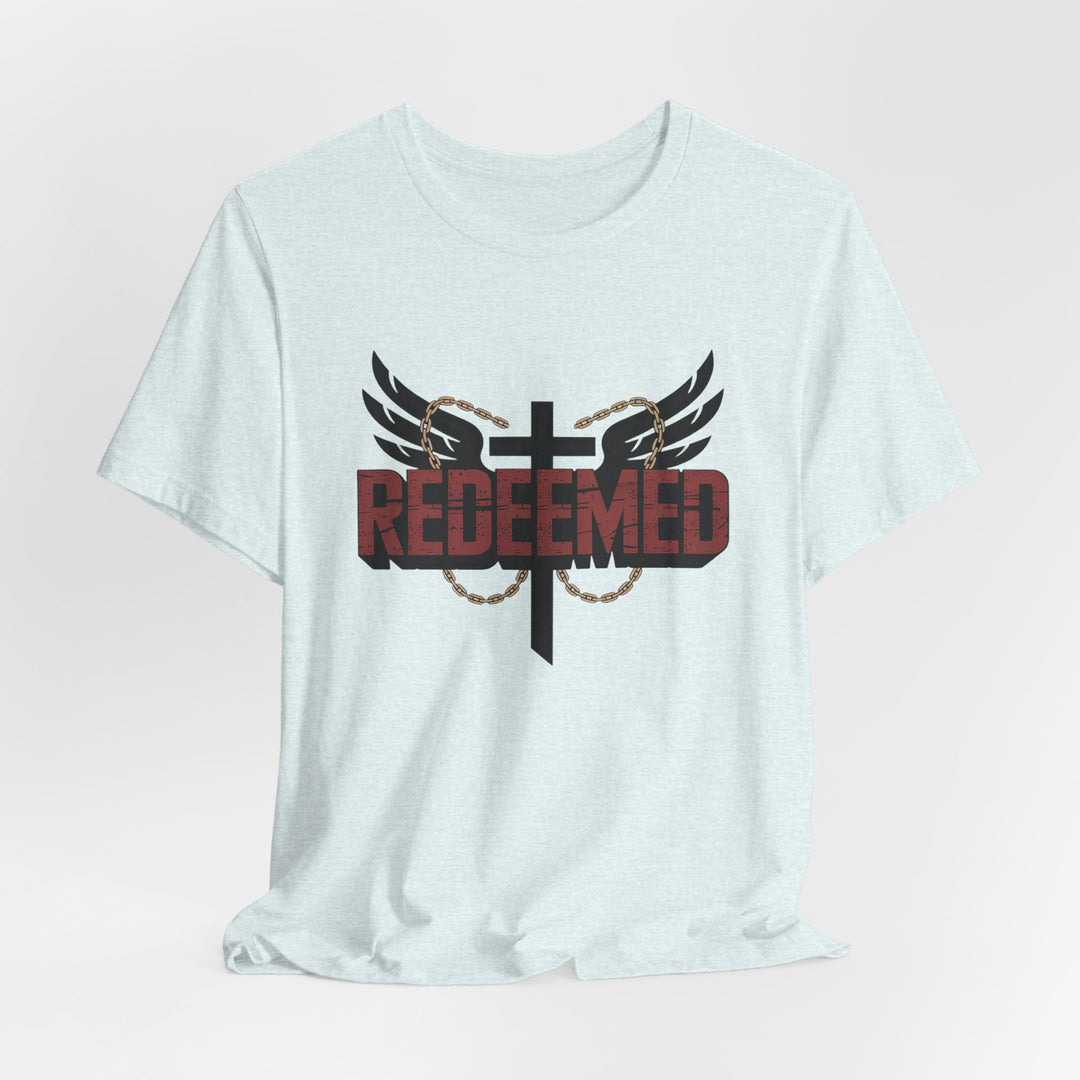 Christian Themed Unisex Short Sleeve Tee, Redeemed Shirt, Faith-Based Apparel, Inspirational T-Shirt, Spiritual Gift, Casual Wear
